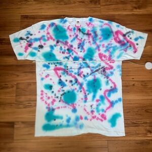 Fruit of the Loom graffiti Tie-Dye T-shirt - Blue, Pink, Black, Teal size XL